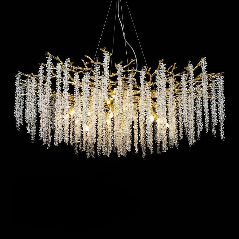 Lustra Chandelier Gold Crystal Branch Elegant - Letslighting