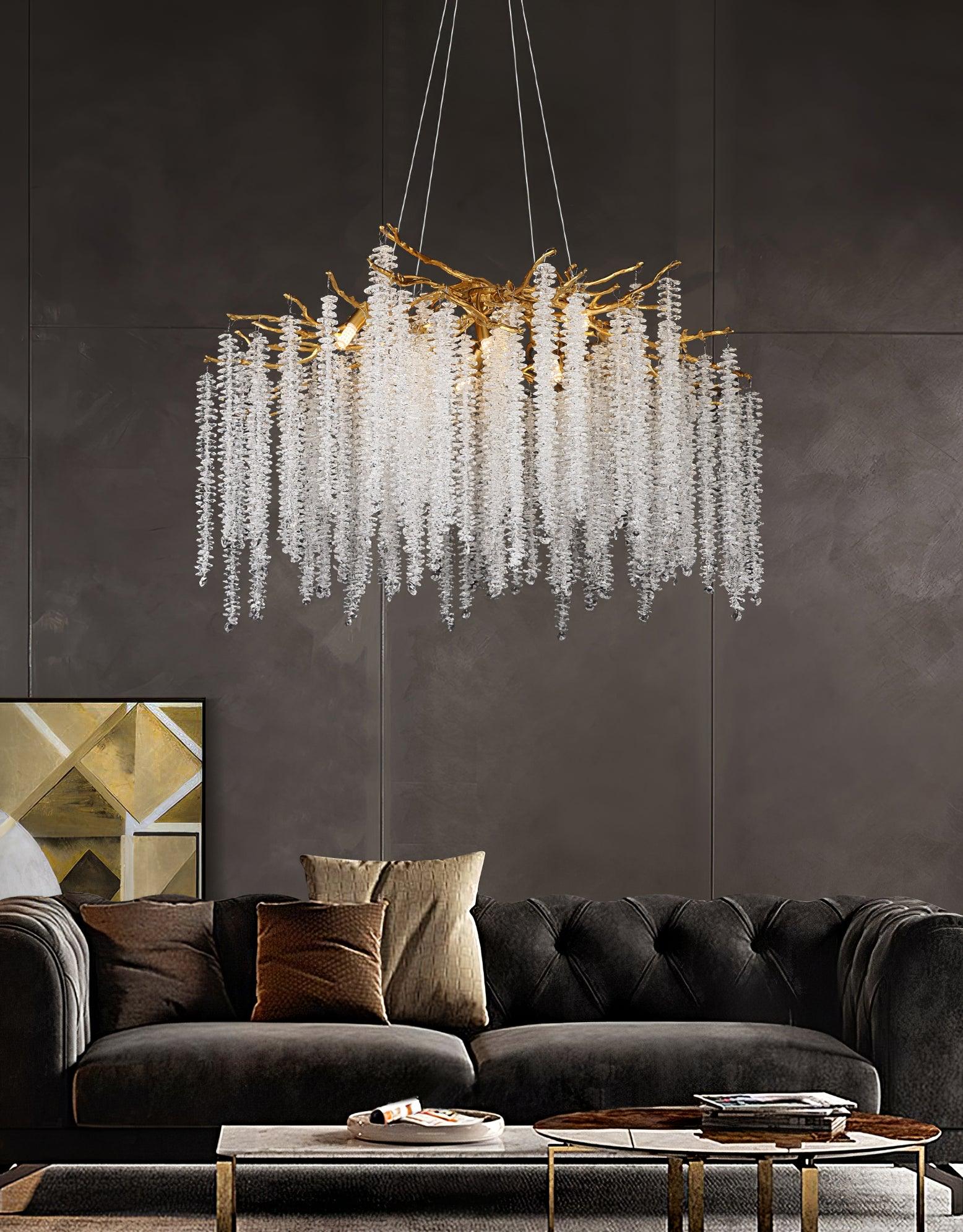 Lustra Chandelier Gold Crystal Branch Elegant - Letslighting