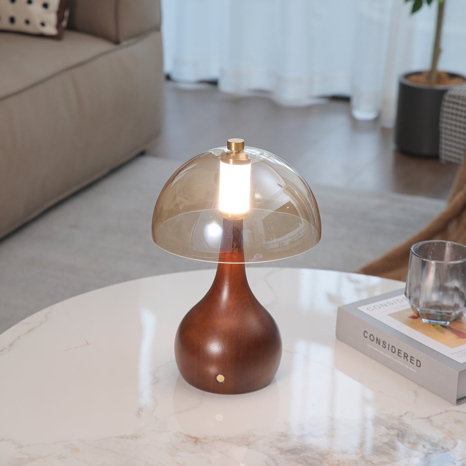 Aurae Wood & Glass Modern Table Lamp - Letslighting