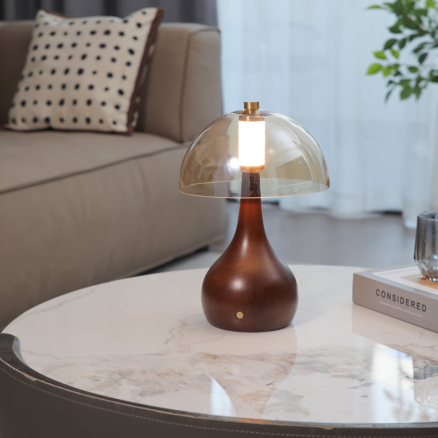 Aurae Wood & Glass Modern Table Lamp - Letslighting