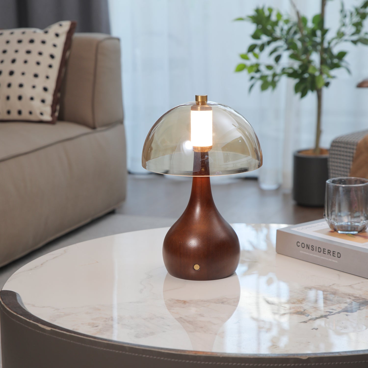 Aurae Wood & Glass Modern Table Lamp - Letslighting