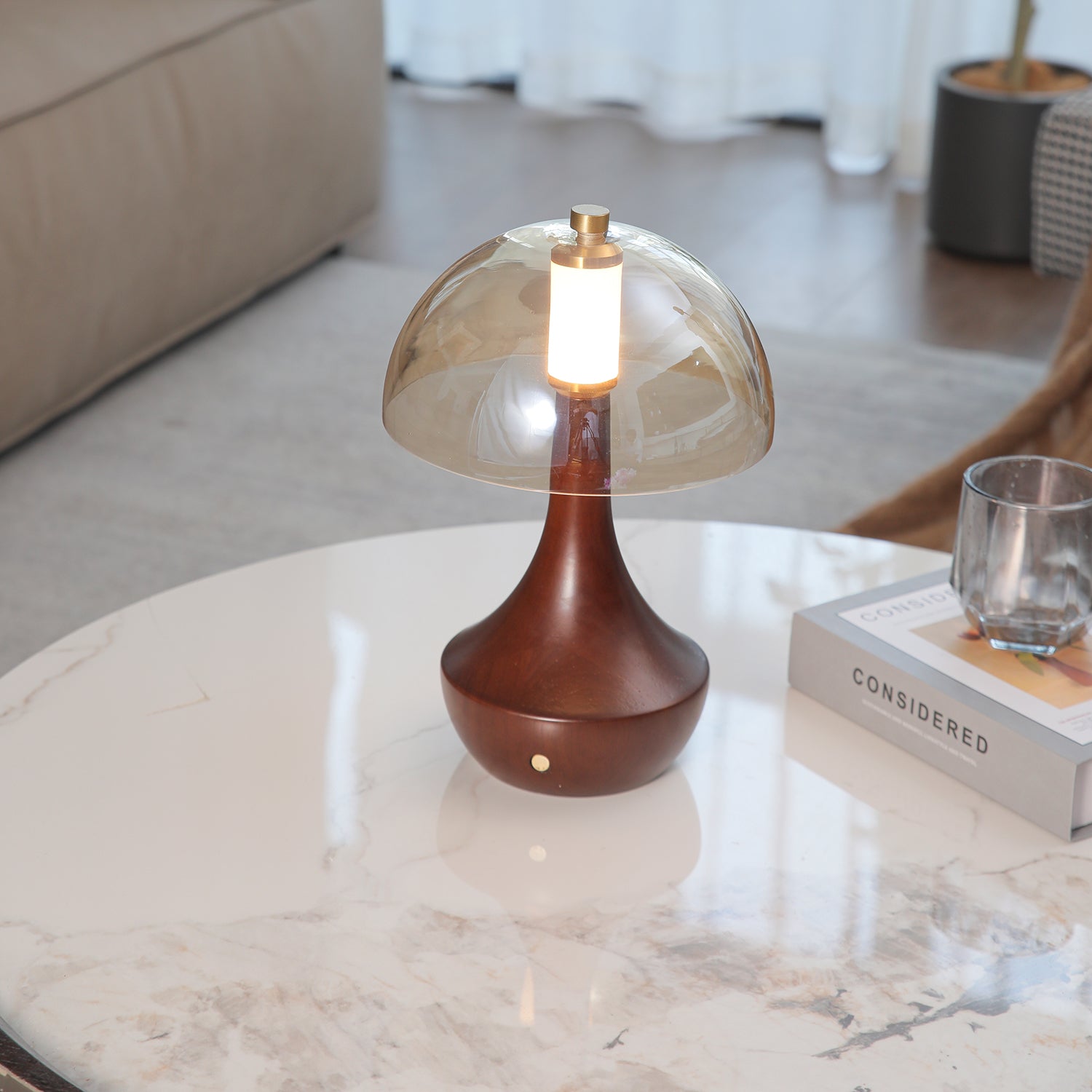 Aurae Wood & Glass Modern Table Lamp - Letslighting