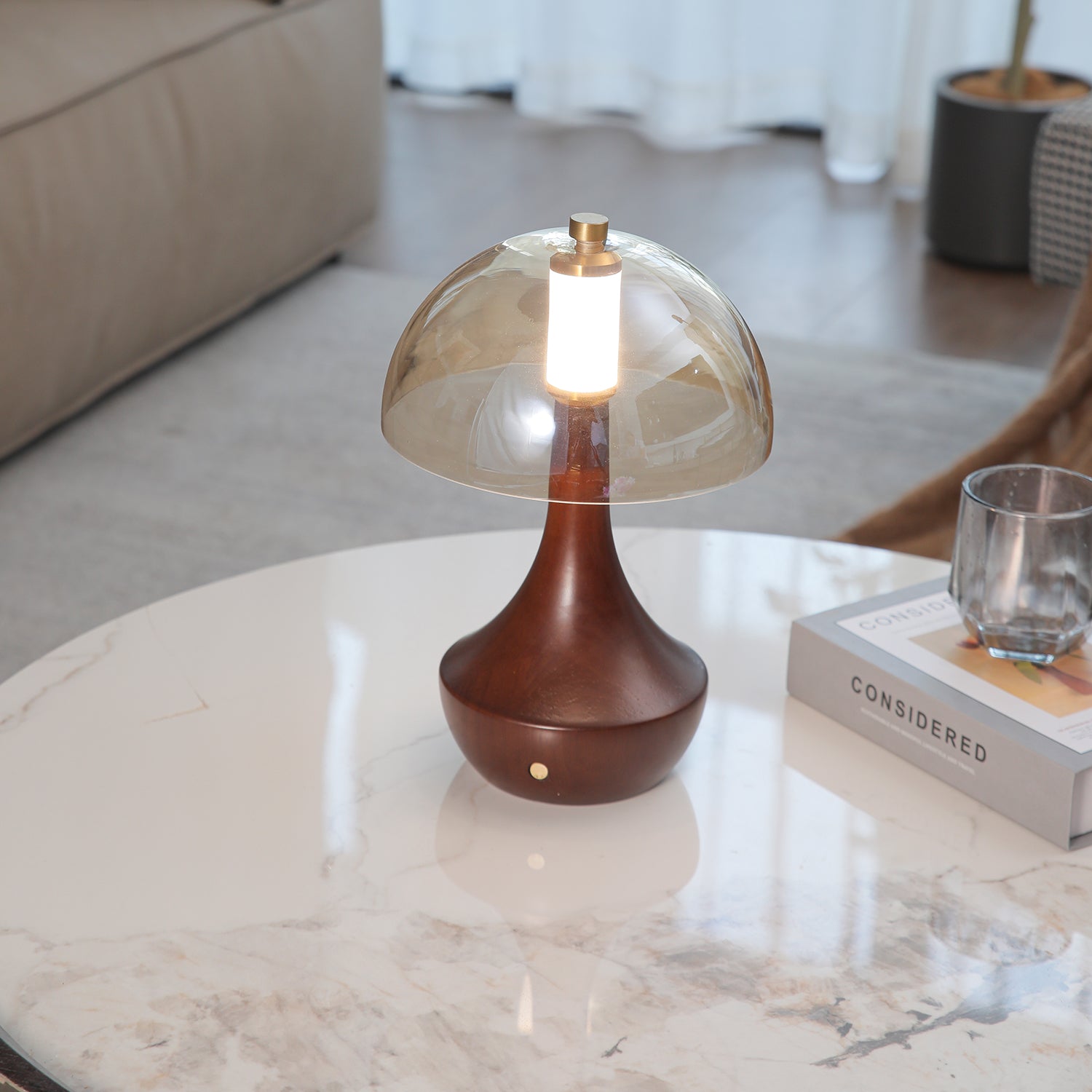Aurae Wood & Glass Modern Table Lamp - Letslighting