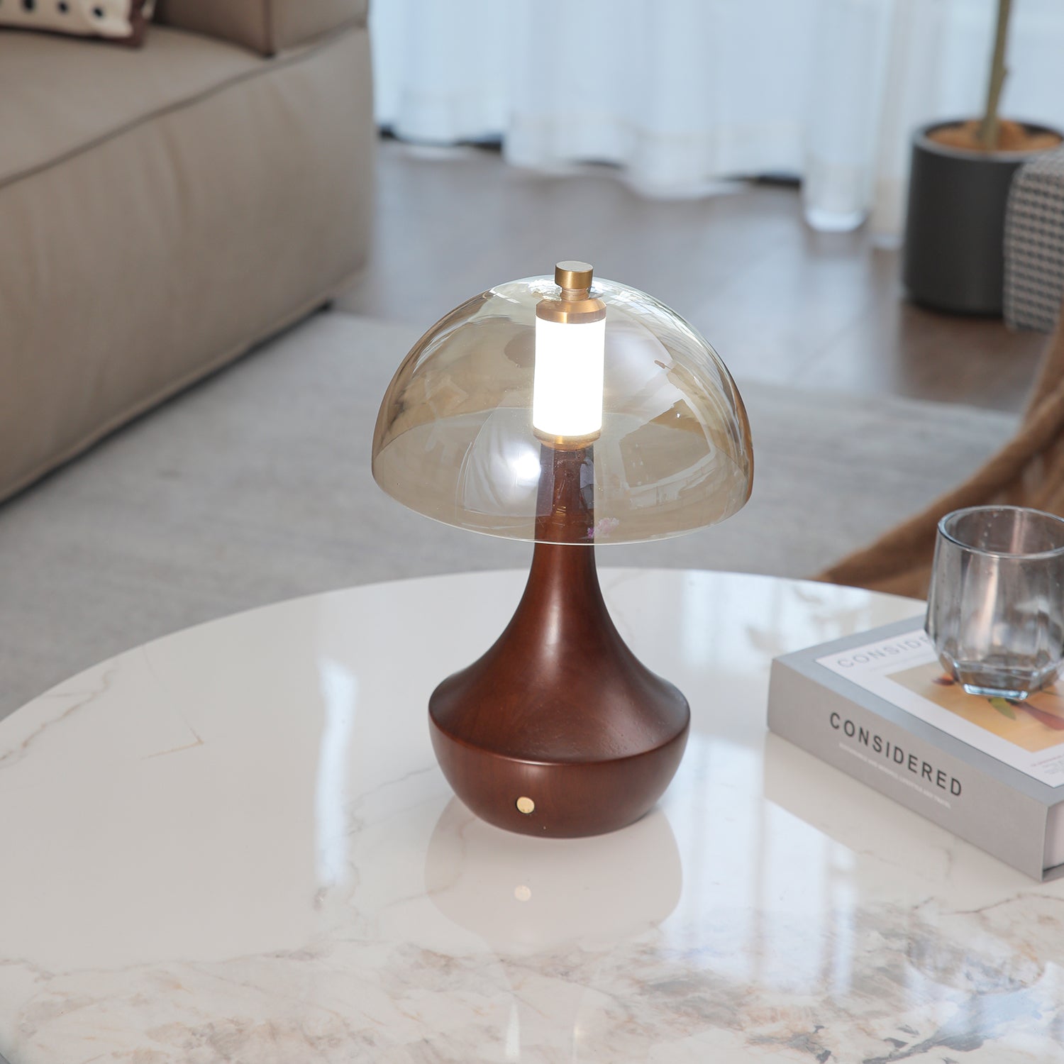 Aurae Wood & Glass Modern Table Lamp - Letslighting