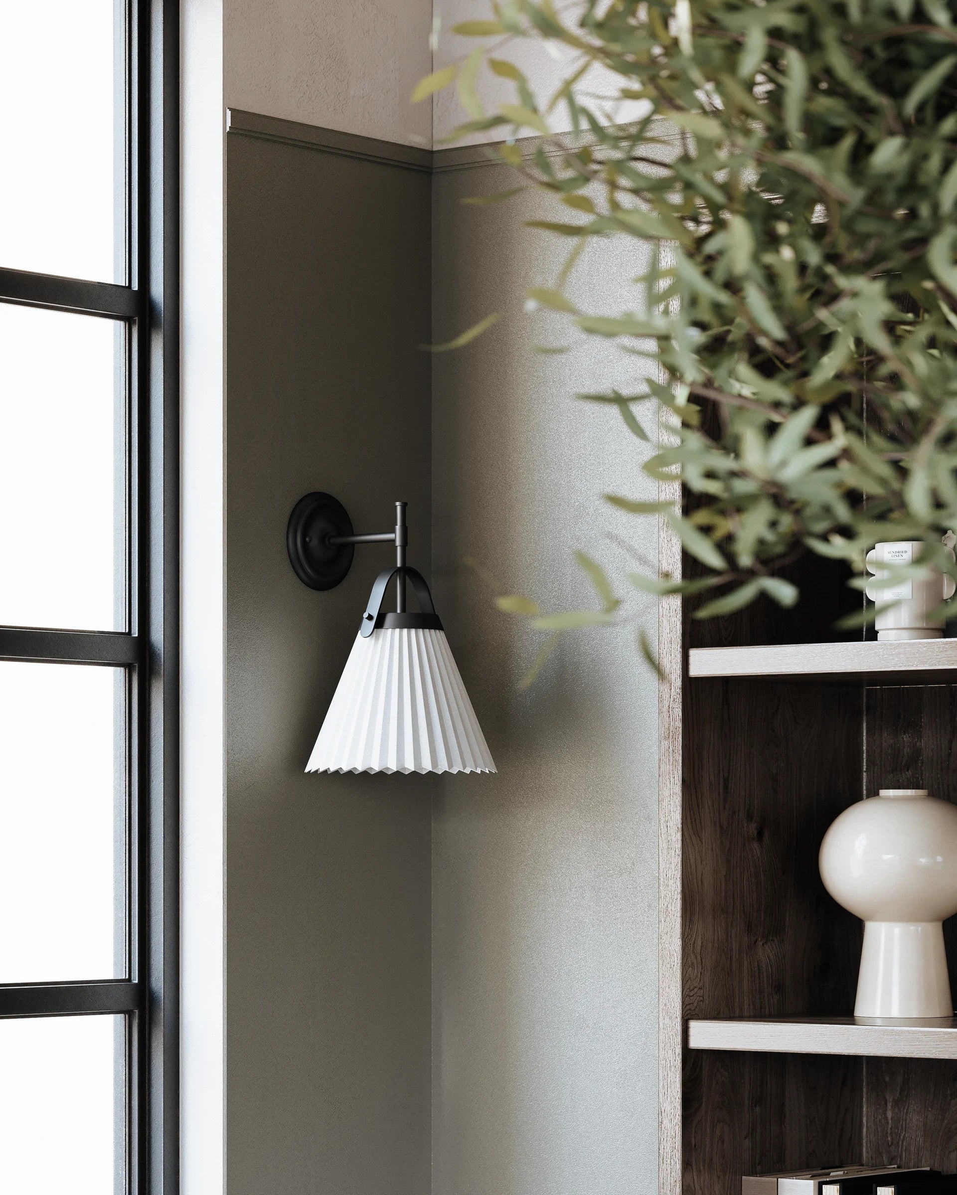 Pure Premium Elegance Pleated Brass Fabric Wall Lamp - Letslighting