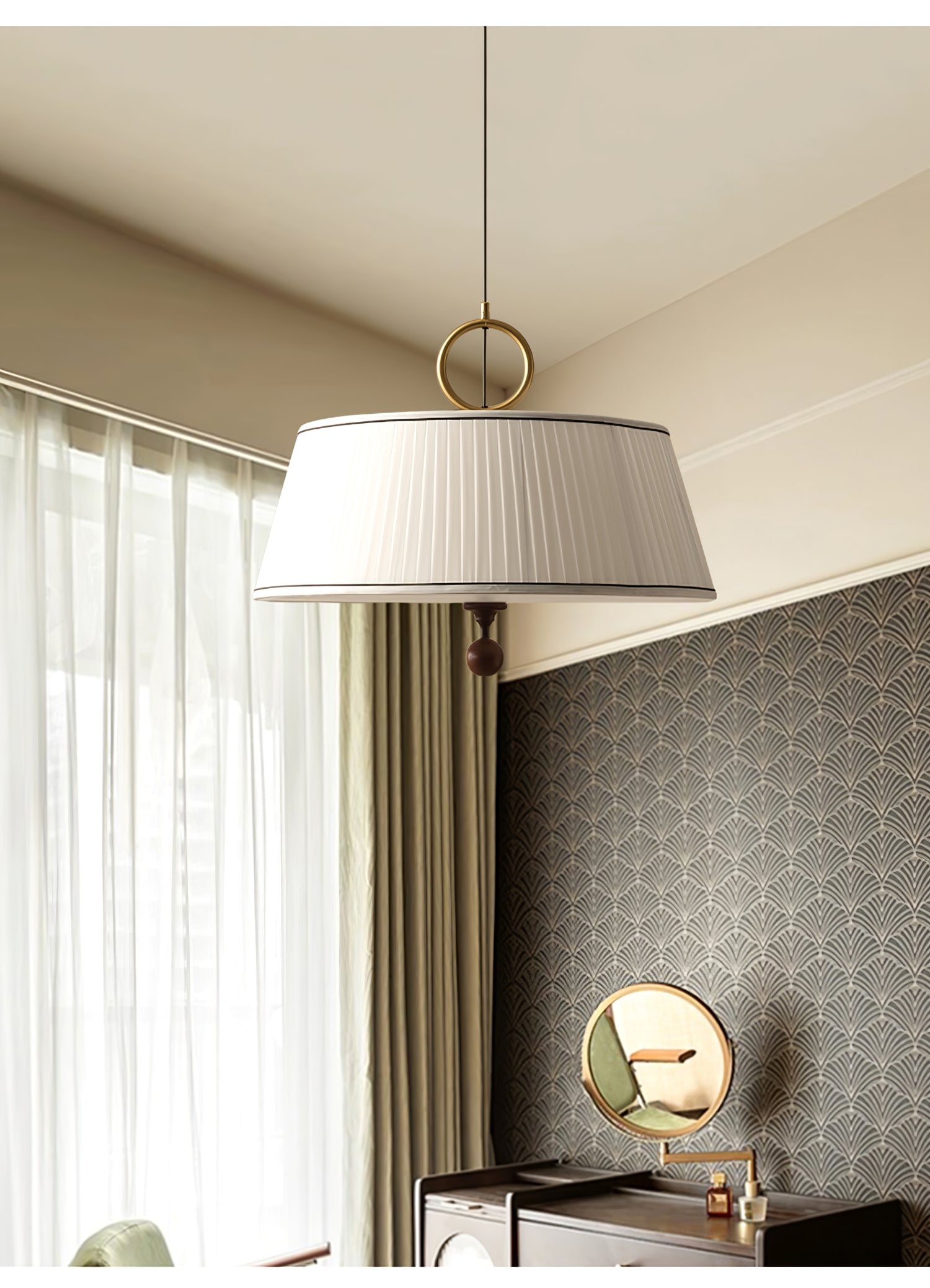 Zavaran Traditional Natural Wood Fabric Pendant Lamp - Letslighting