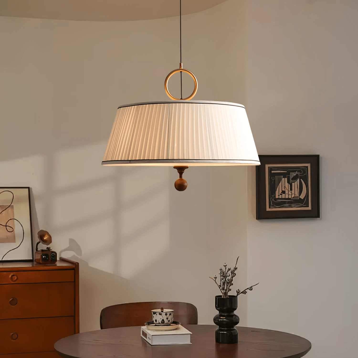 Zavaran Traditional Natural Wood Fabric Pendant Lamp - Letslighting