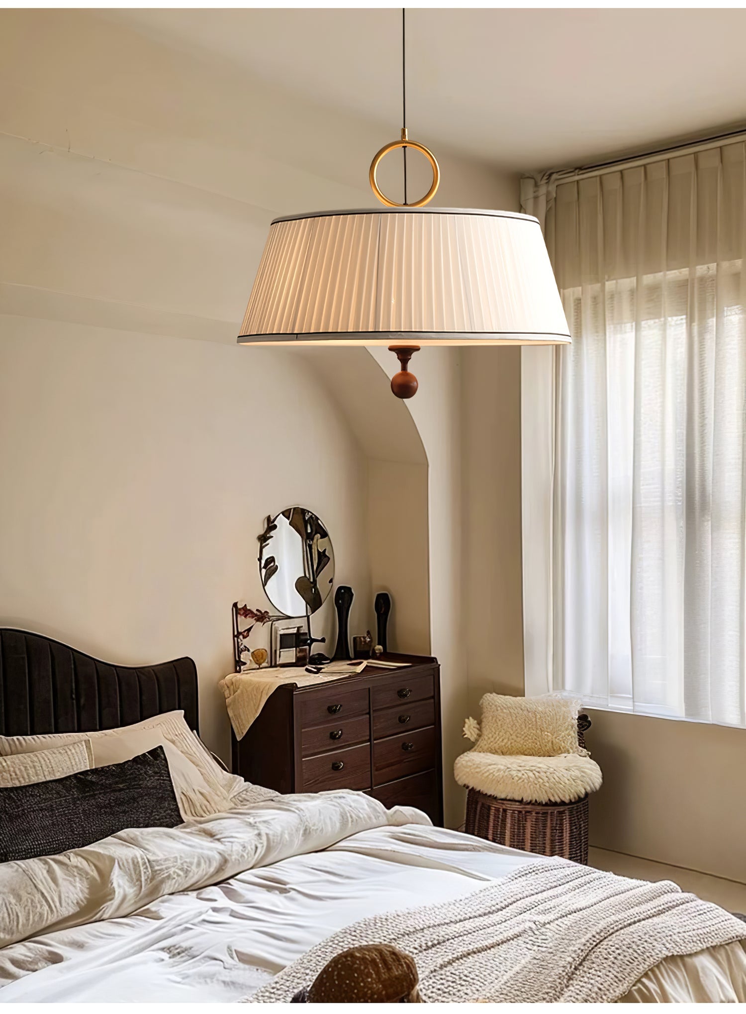 Zavaran Traditional Natural Wood Fabric Pendant Lamp - Letslighting