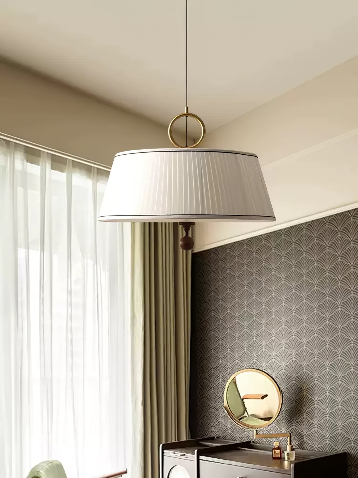 Zavaran Traditional Natural Wood Fabric Pendant Lamp - Letslighting