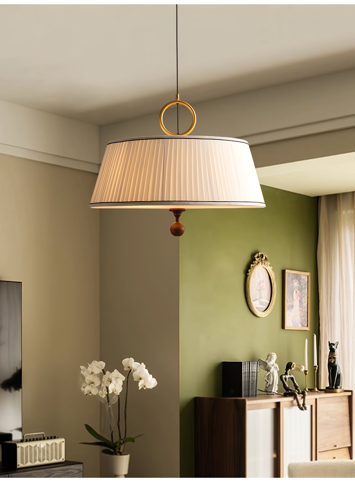 Zavaran Traditional Natural Wood Fabric Pendant Lamp - Letslighting
