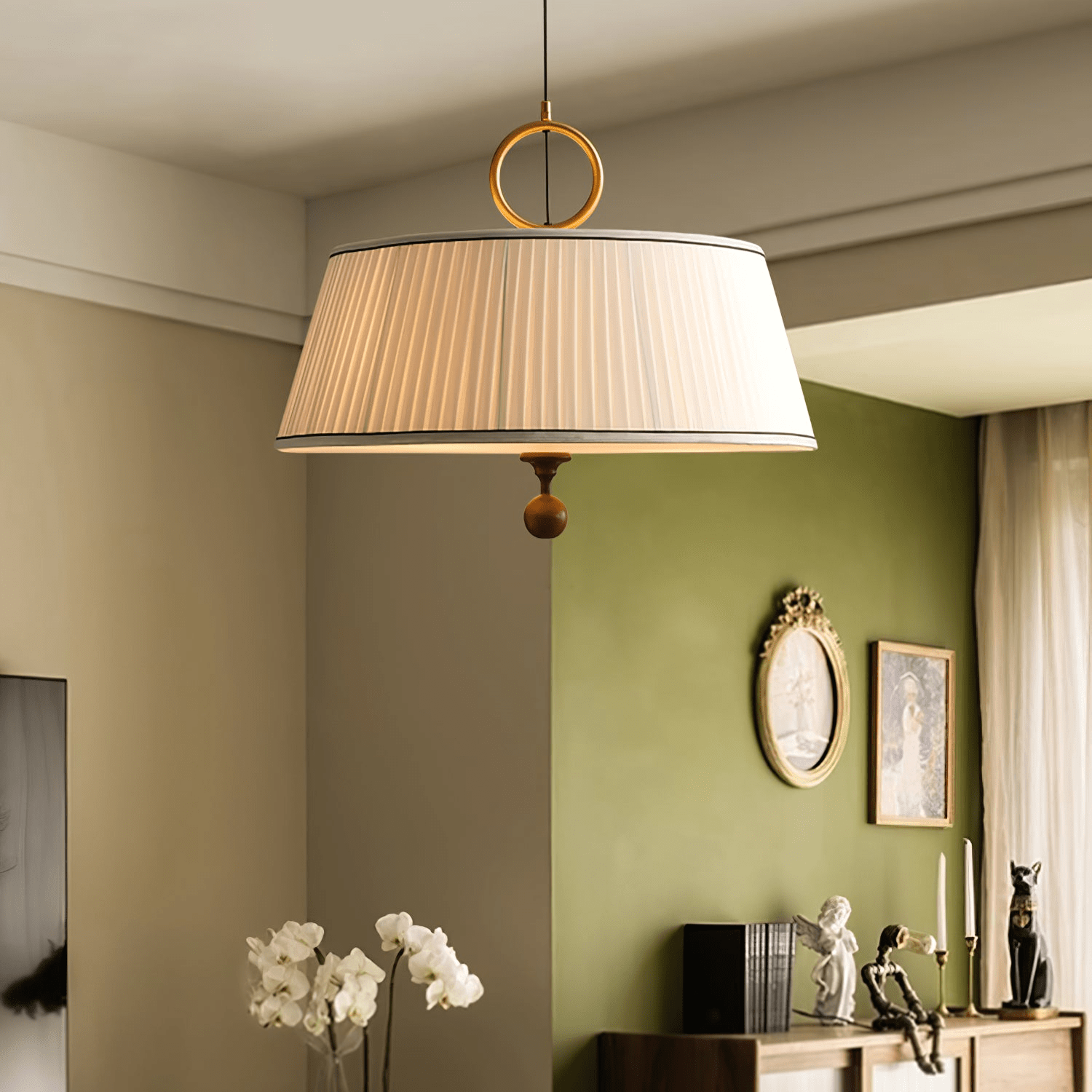 Zavaran Traditional Natural Wood Fabric Pendant Lamp - Letslighting