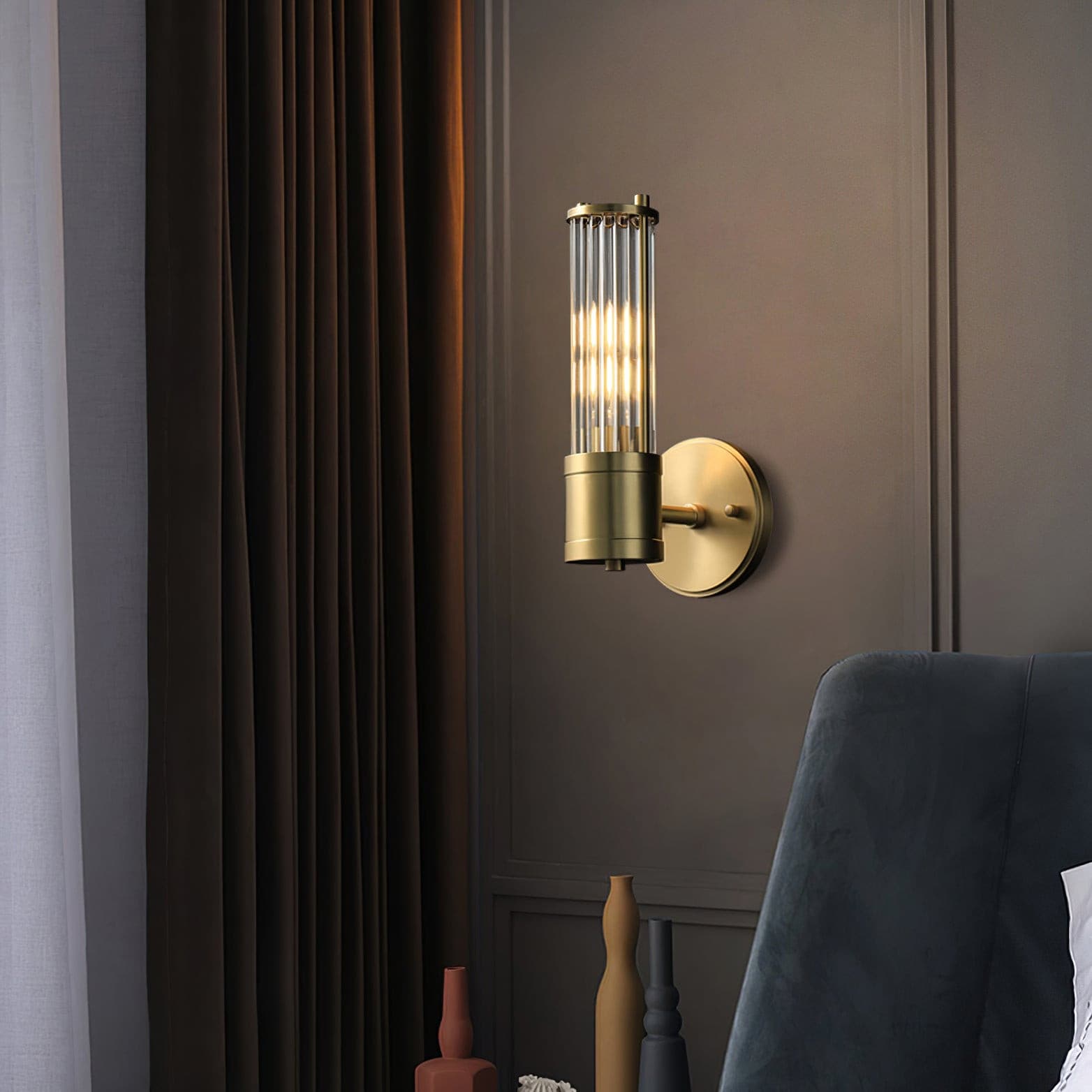 Allen Wall Lamp Glass Rods Modern Brass - Letslighting