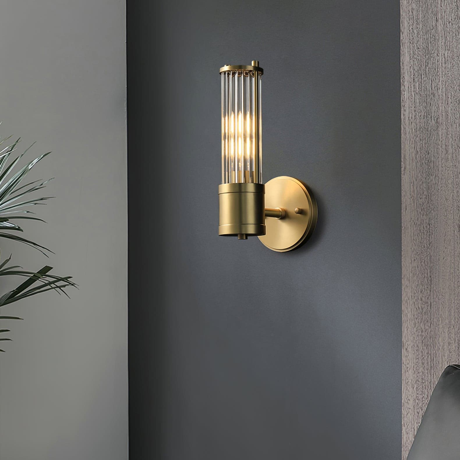 Allen Wall Lamp Glass Rods Modern Brass - Letslighting