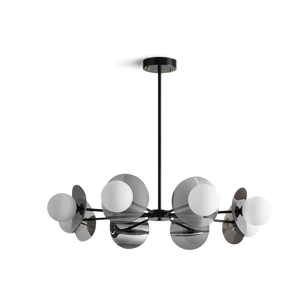 Alonso Chandelier Black Glass Disc Modern Statement - Letslighting