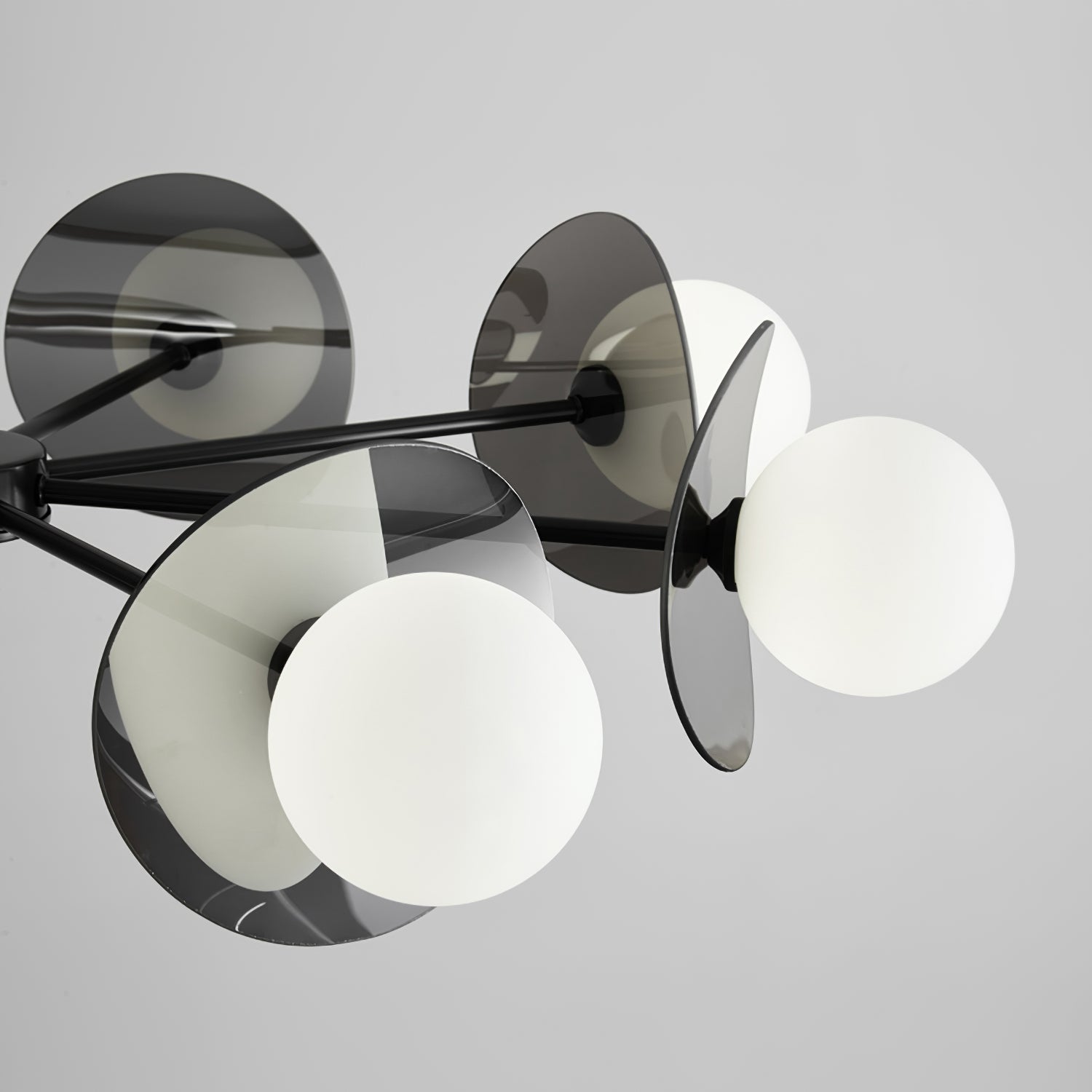 Alonso Chandelier Black Glass Disc Modern Statement - Letslighting