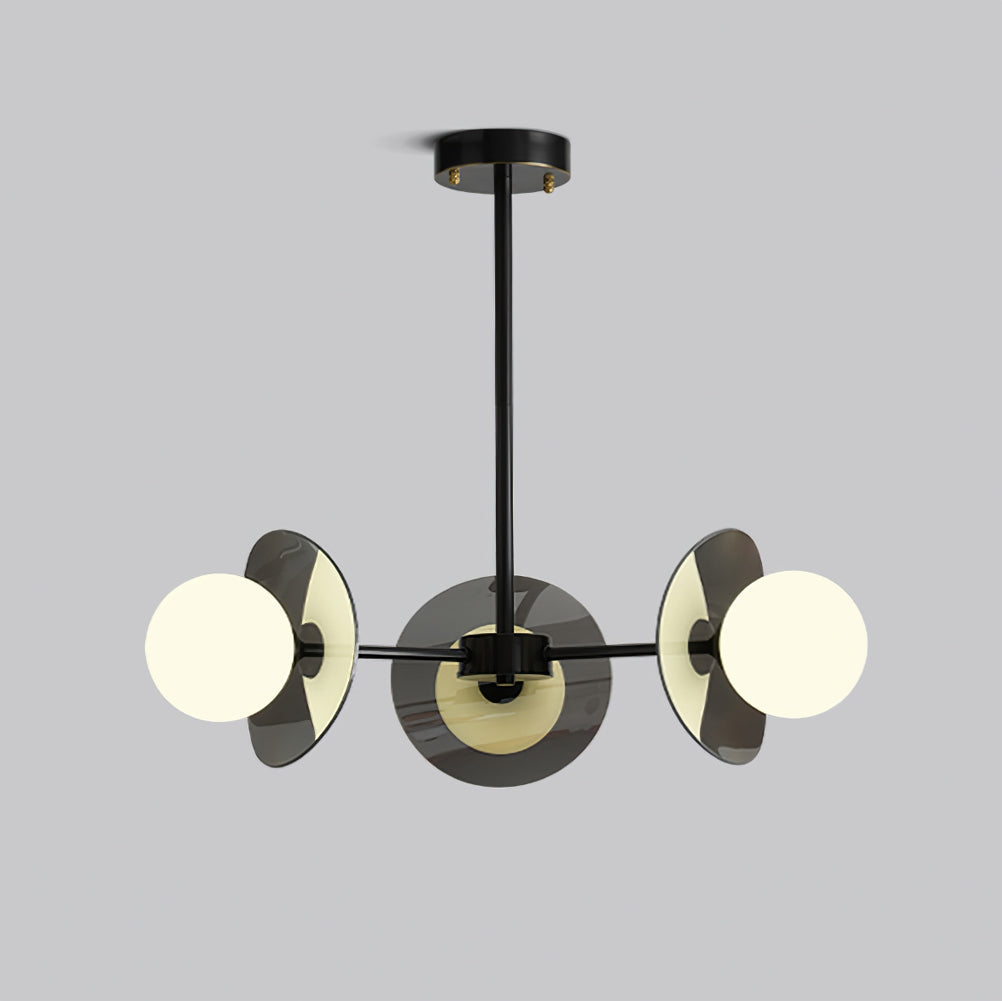 Alonso Chandelier Black Glass Disc Modern Statement - Letslighting