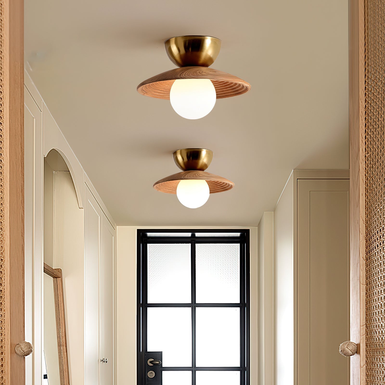 Alora Ceiling Lamp Wood Spiral Glass Globe - Letslighting