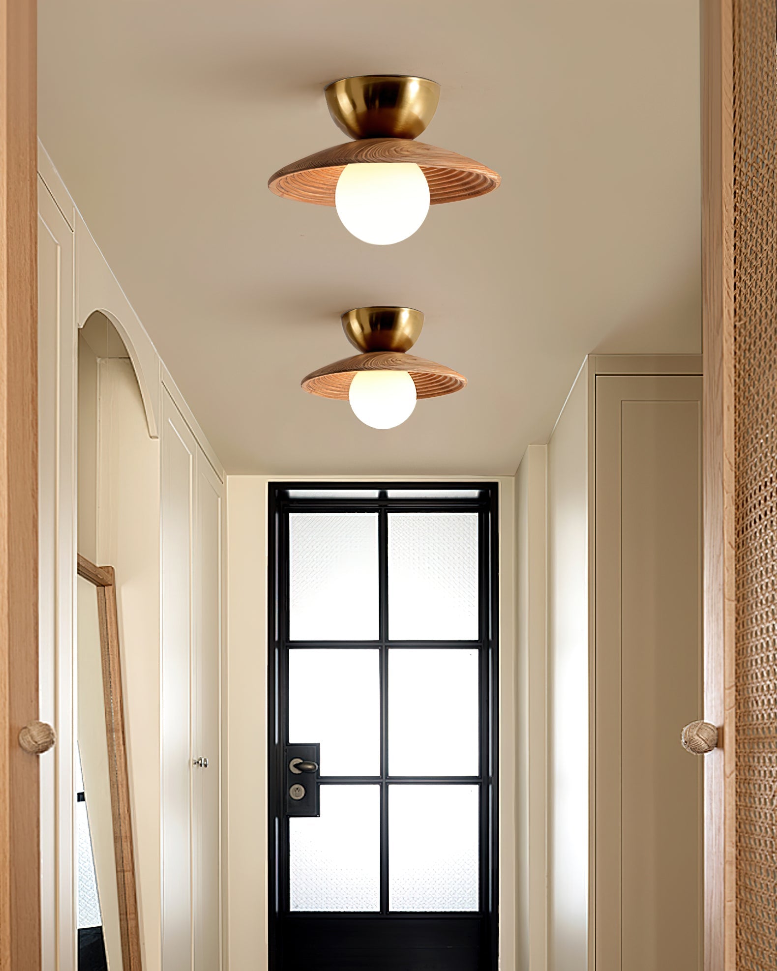 Alora Ceiling Lamp Wood Spiral Glass Globe - Letslighting