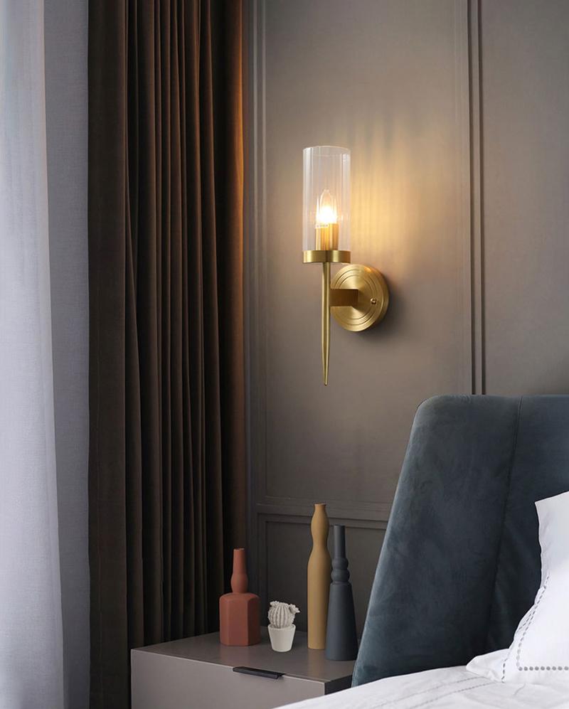 Alouette Wall Lamp Brass Candlestick Glass Shade - Letslighting