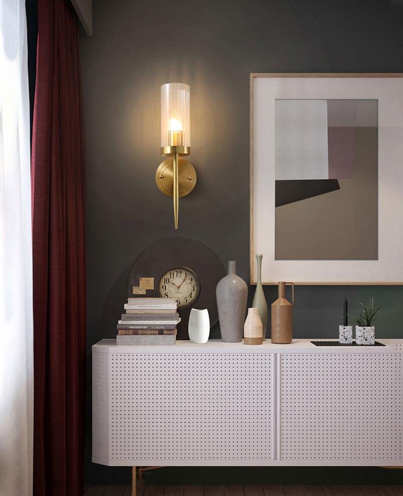 Alouette Wall Lamp Brass Candlestick Glass Shade - Letslighting