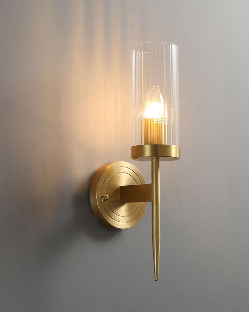 Alouette Wall Lamp Brass Candlestick Glass Shade - Letslighting