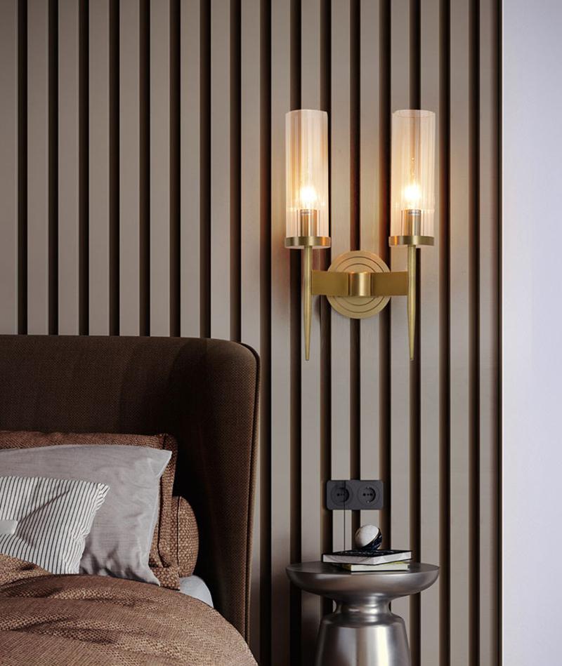 Alouette Wall Lamp Brass Candlestick Glass Shade - Letslighting