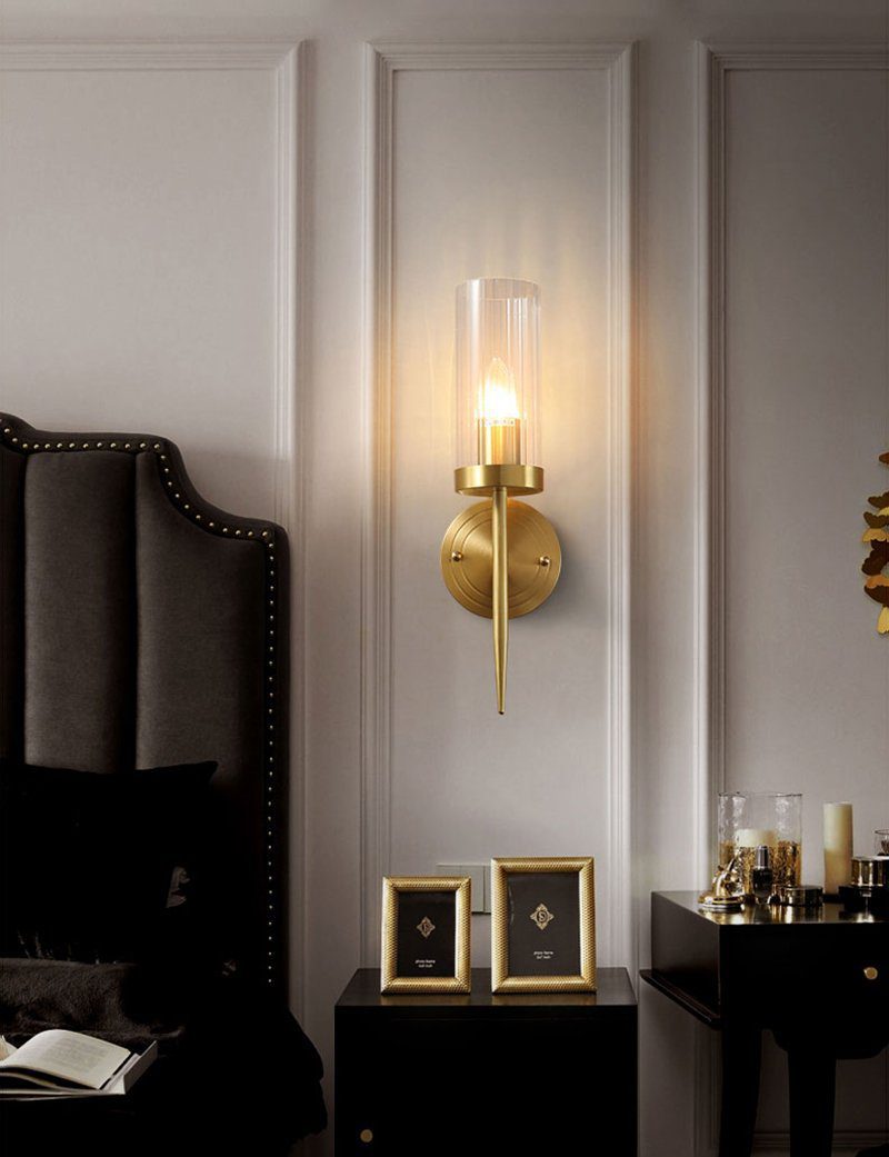 Alouette Wall Lamp Brass Candlestick Glass Shade - Letslighting