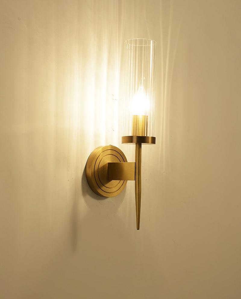 Alouette Wall Lamp Brass Candlestick Glass Shade - Letslighting