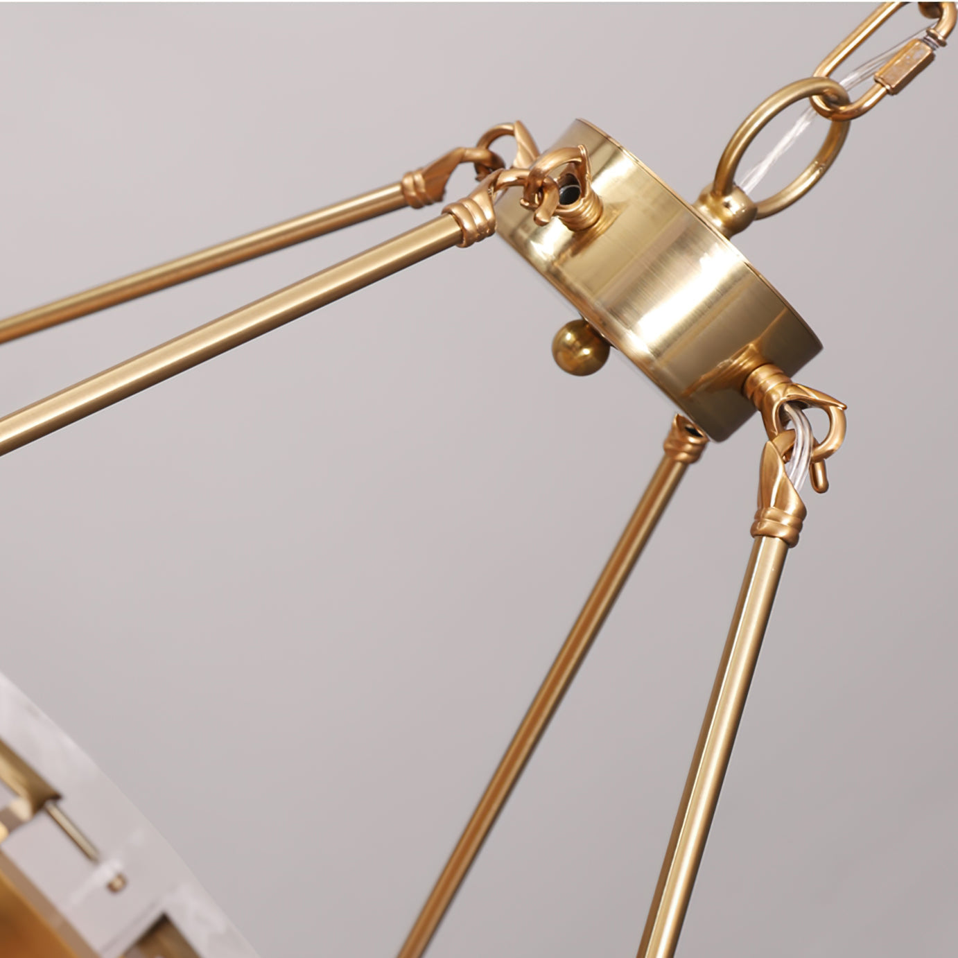 Alsona Chandelier Brushed Copper Glass Panel - Letslighting