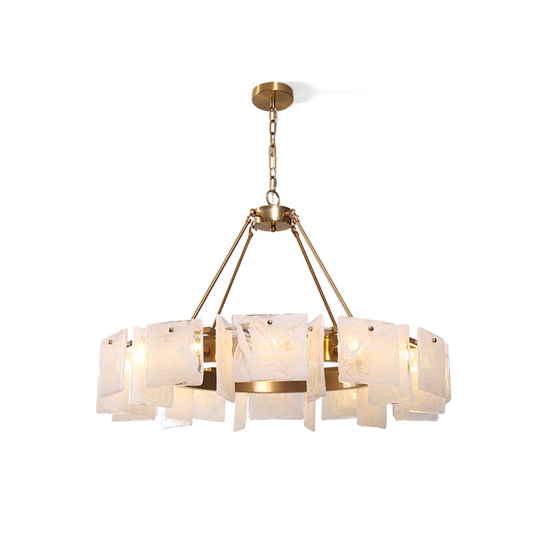 Alsona Chandelier Brushed Copper Glass Panel - Letslighting