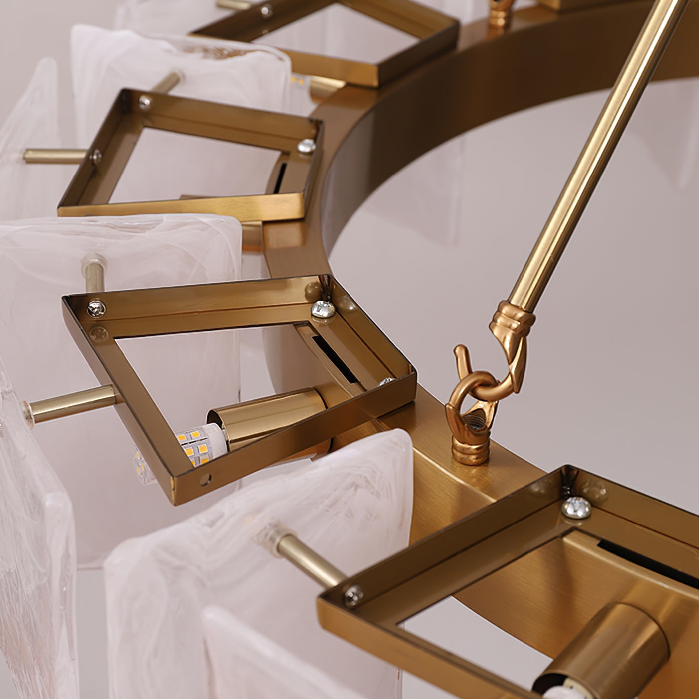 Alsona Chandelier Brushed Copper Glass Panel - Letslighting