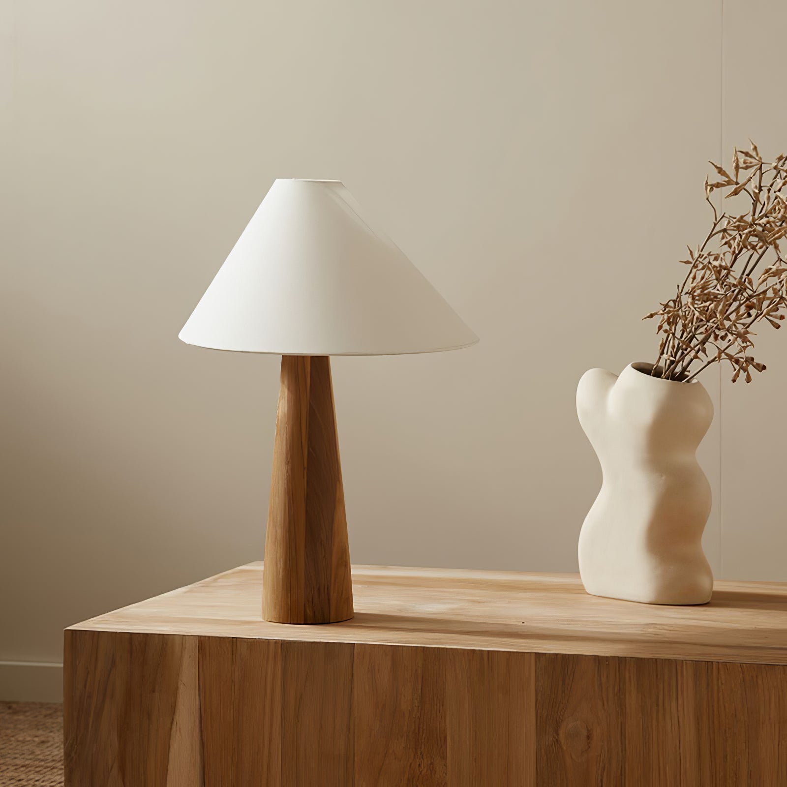 Mirose Wood Fabric Rustic Table Lamp - Letslighting