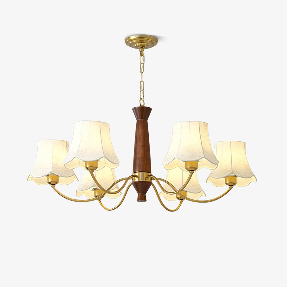 Lustra Chandelier Brass Fabric Curved Arms - Letslighting