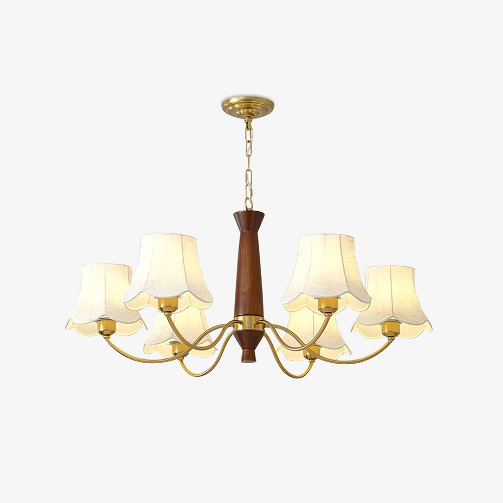 Lustra Chandelier Brass Fabric Curved Arms - Letslighting