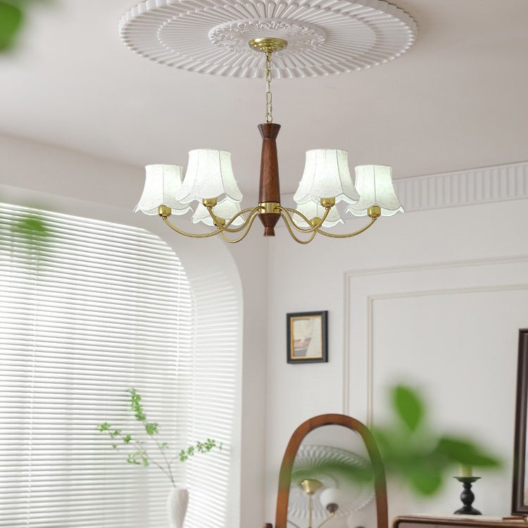 Lustra Chandelier Brass Fabric Curved Arms - Letslighting