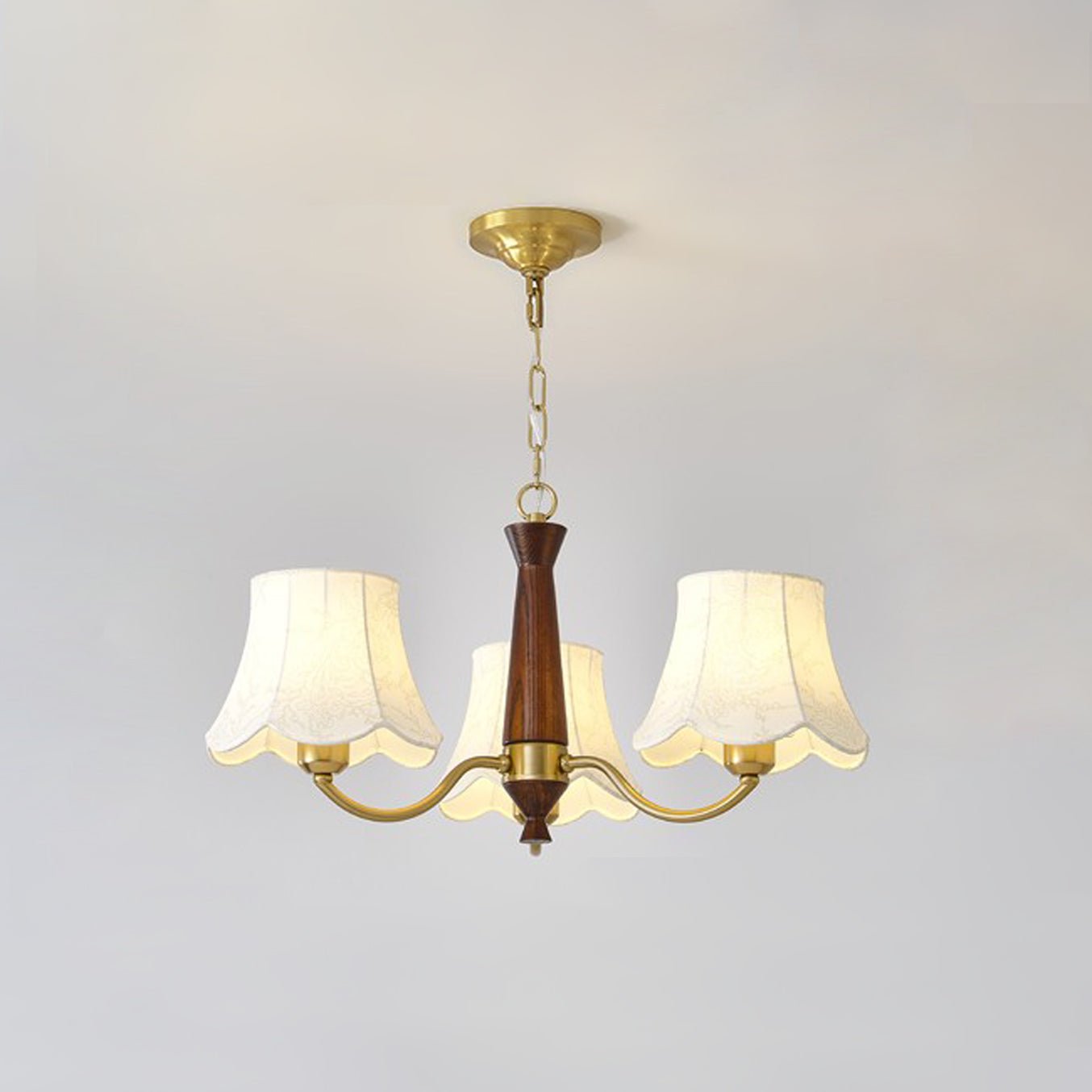 Lustra Chandelier Brass Fabric Curved Arms - Letslighting