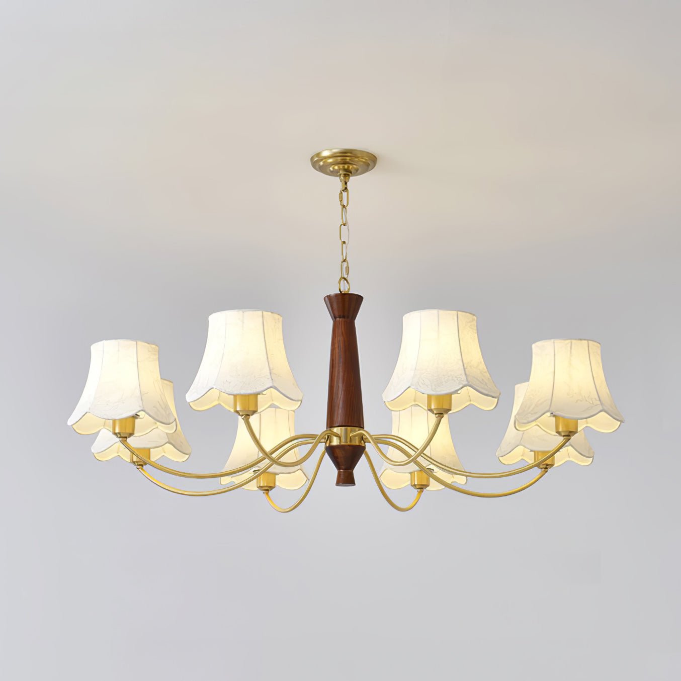 Lustra Chandelier Brass Fabric Curved Arms - Letslighting