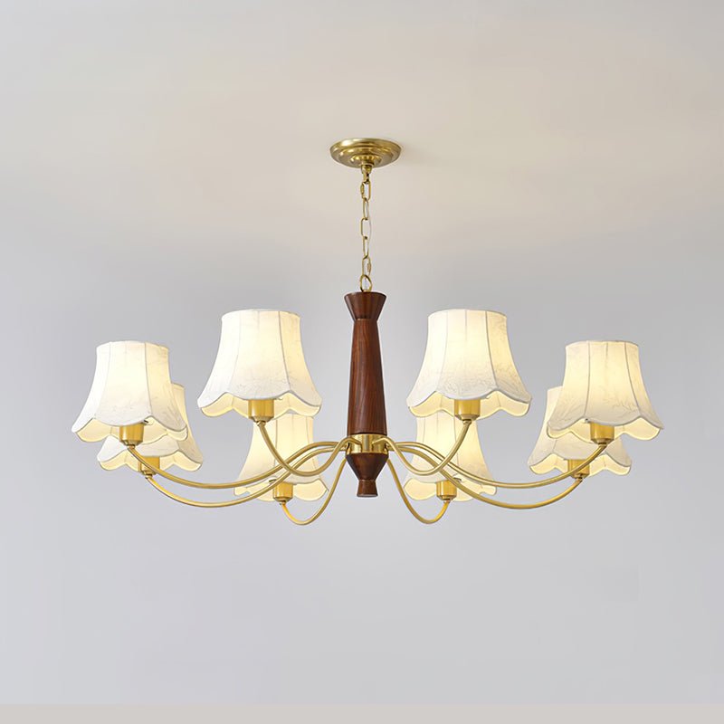 Lustra Chandelier Brass Fabric Curved Arms - Letslighting