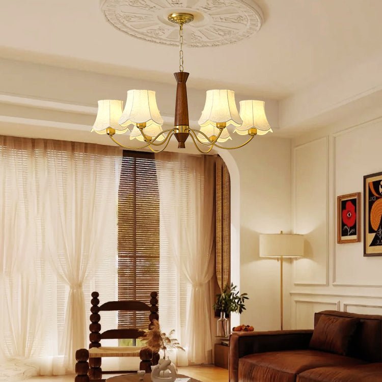 Lustra Chandelier Brass Fabric Curved Arms - Letslighting