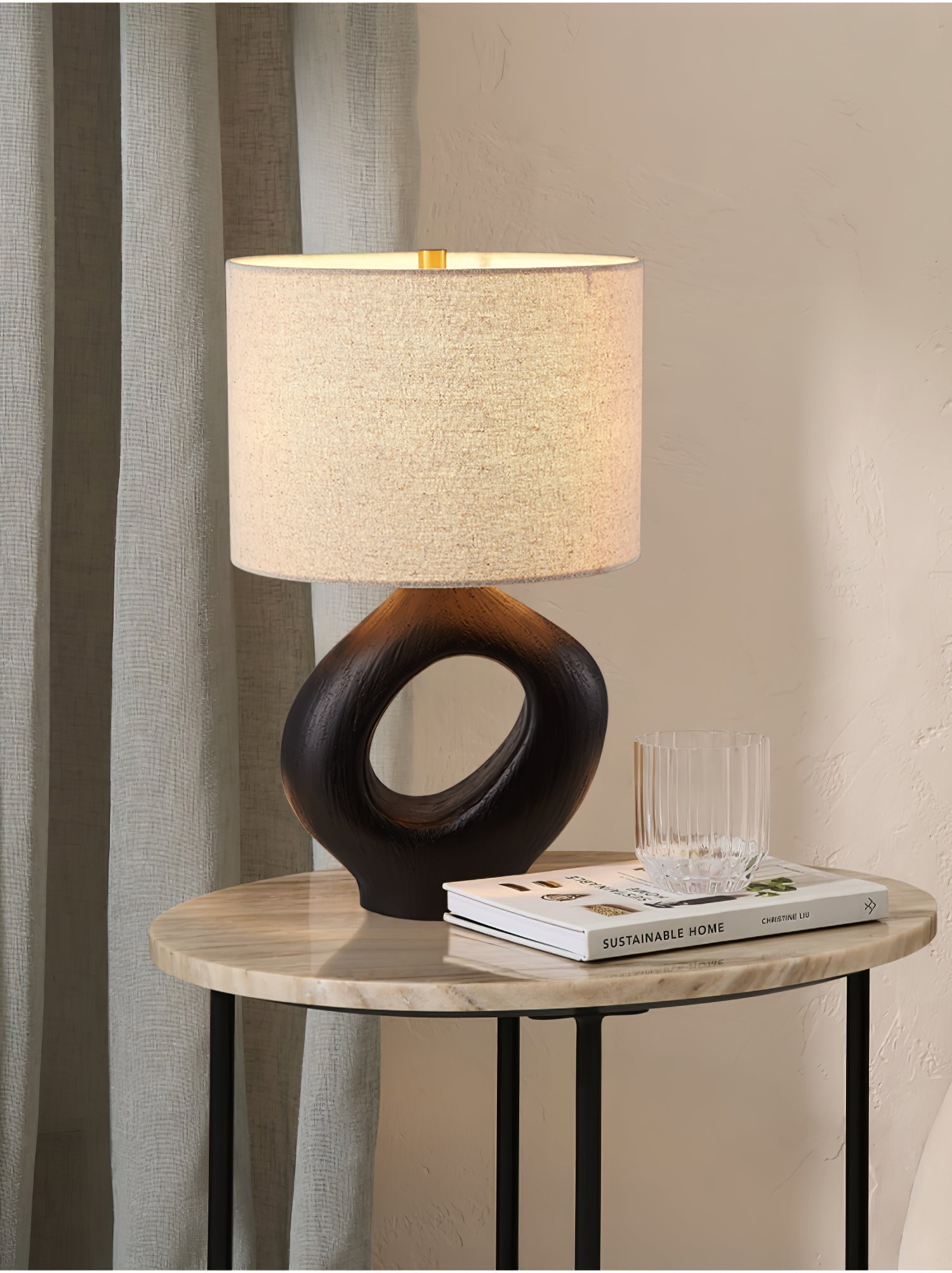 Lumestic Sculptural Resin Fabric Table Lamp - Letslighting