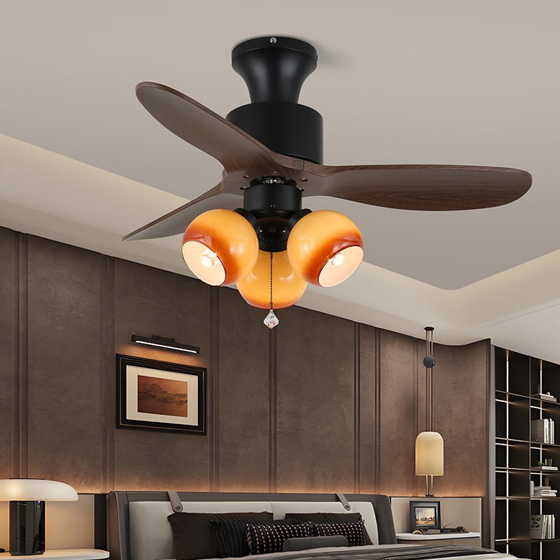 Serena Vintage Glass Wood Ceiling Fan Light - Blowlighting