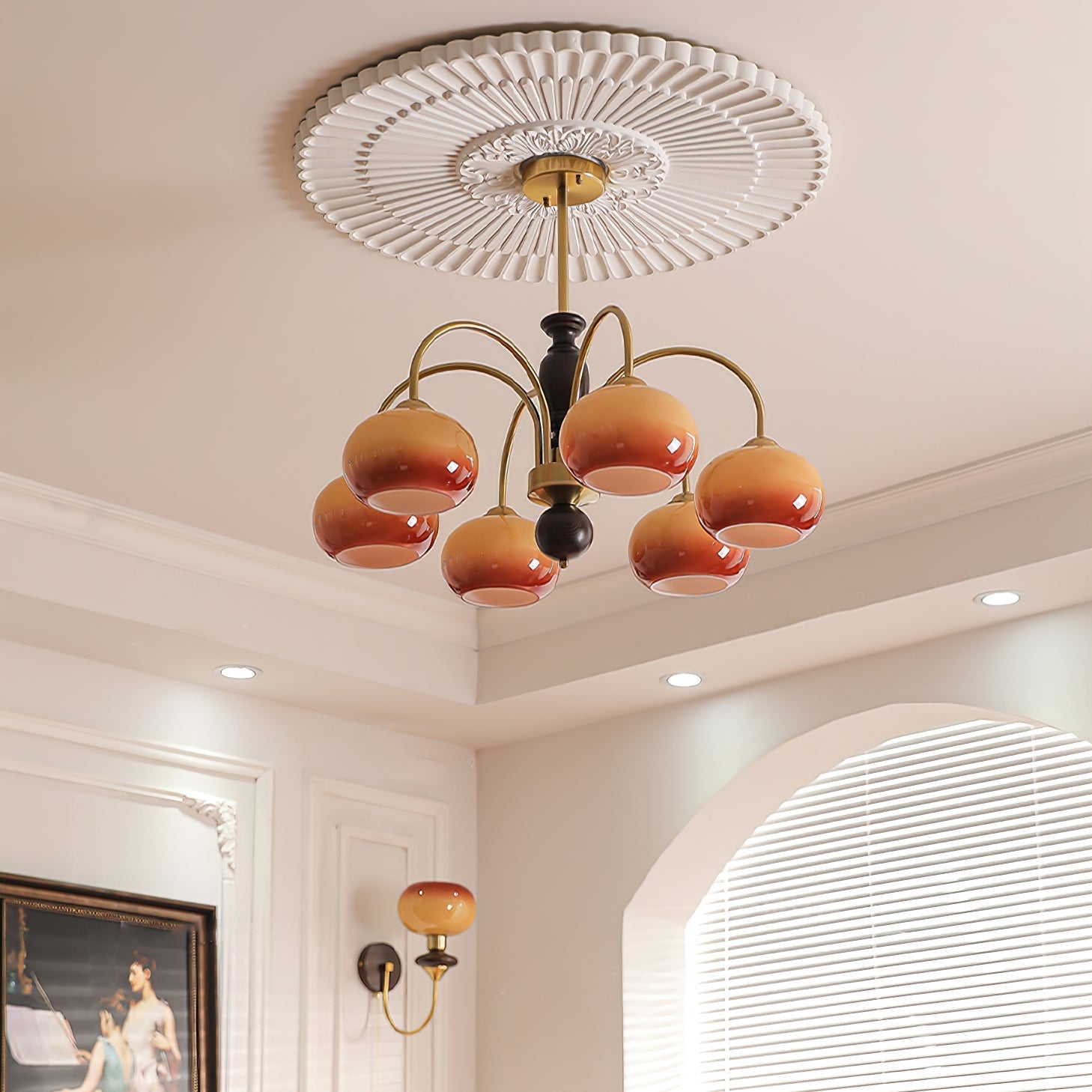 Aurora Chandelier Amberly Arch Curved Arms - Letslighting