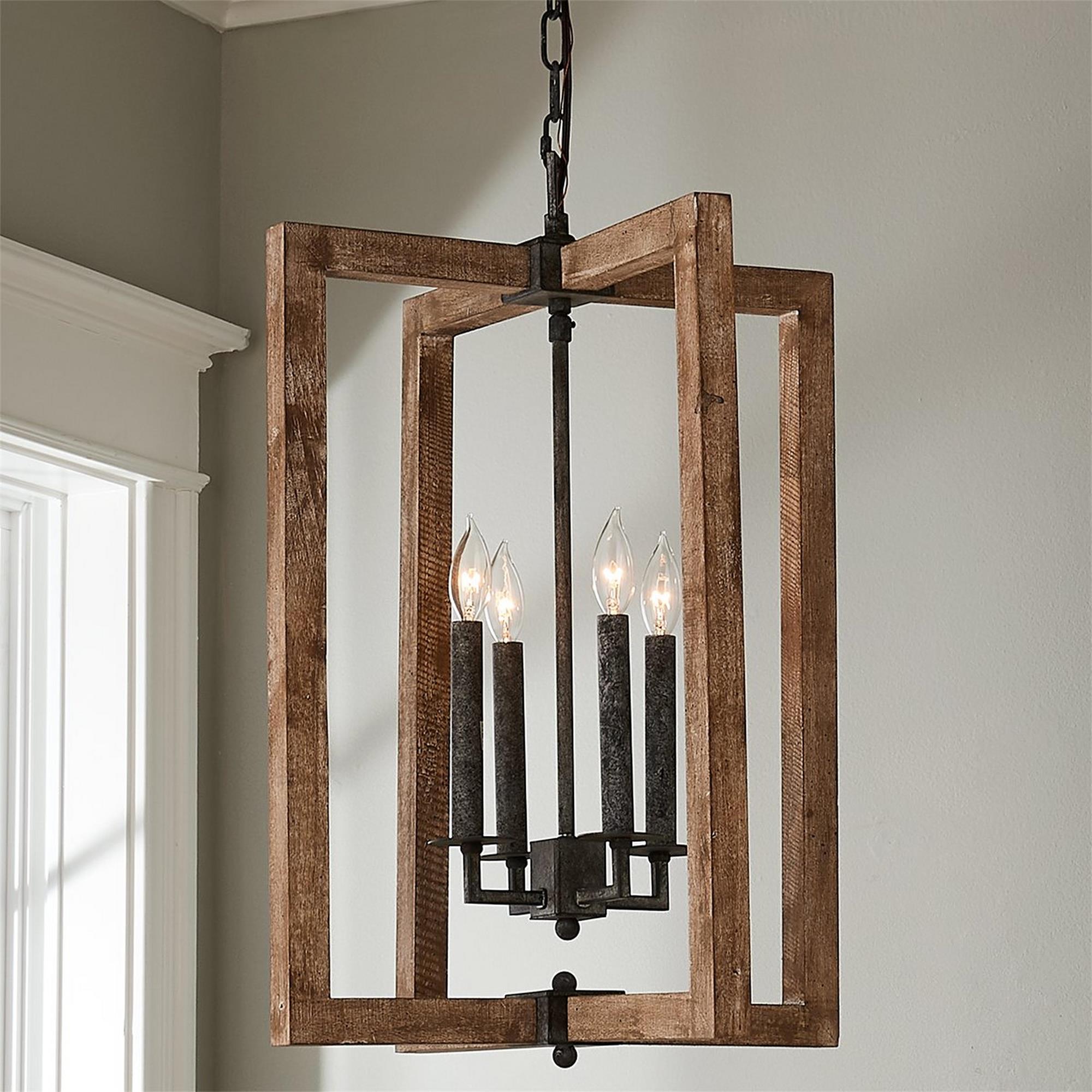 Vintage Wood Lantern Pendant Light - Letslighting