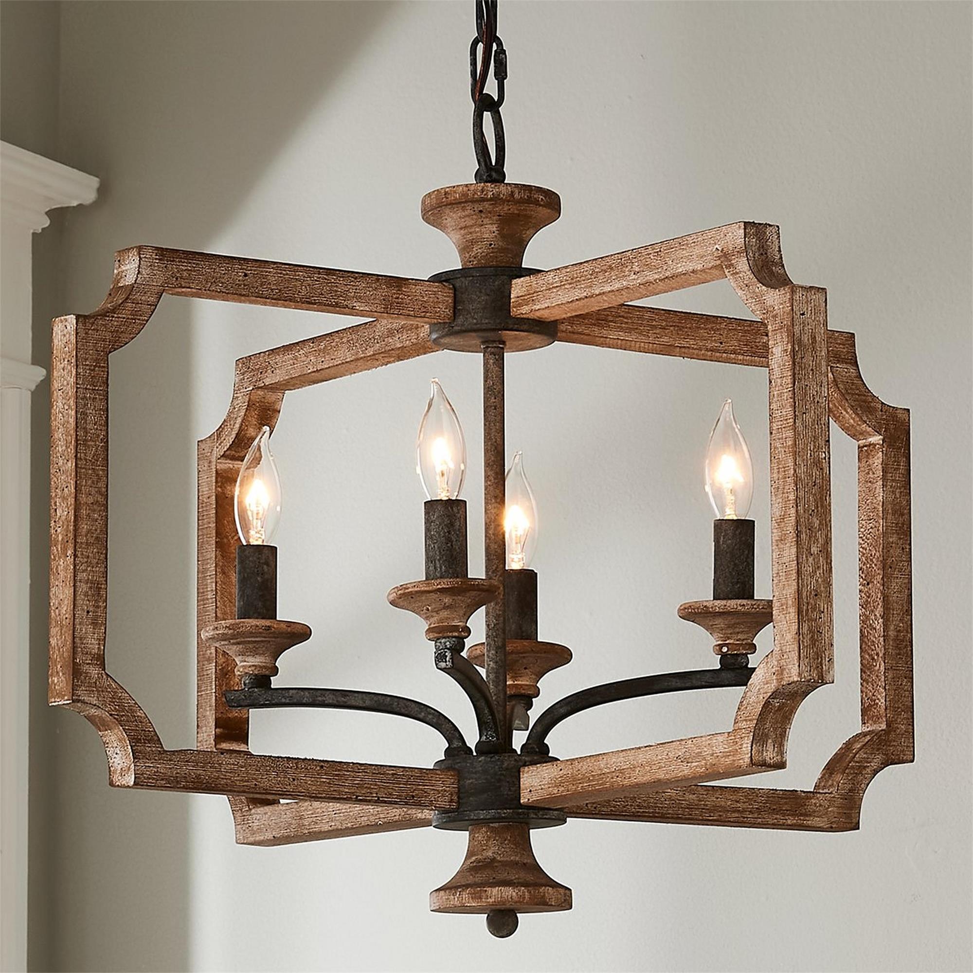 Vintage Wood Lantern Pendant Light - Letslighting