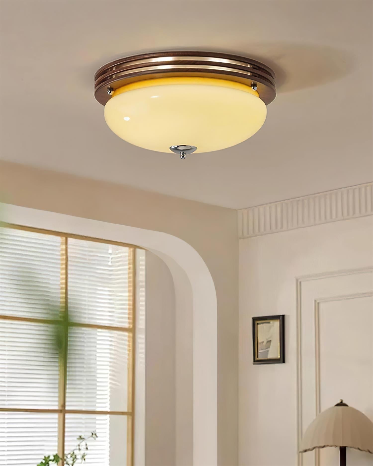 Povio Metal & Glass Flush Mount Ceiling Light - Letslighting