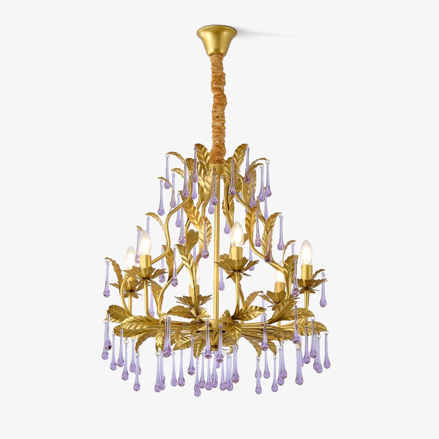 Lustra Pendant Lamp Drops Gold Leaves - Letslighting