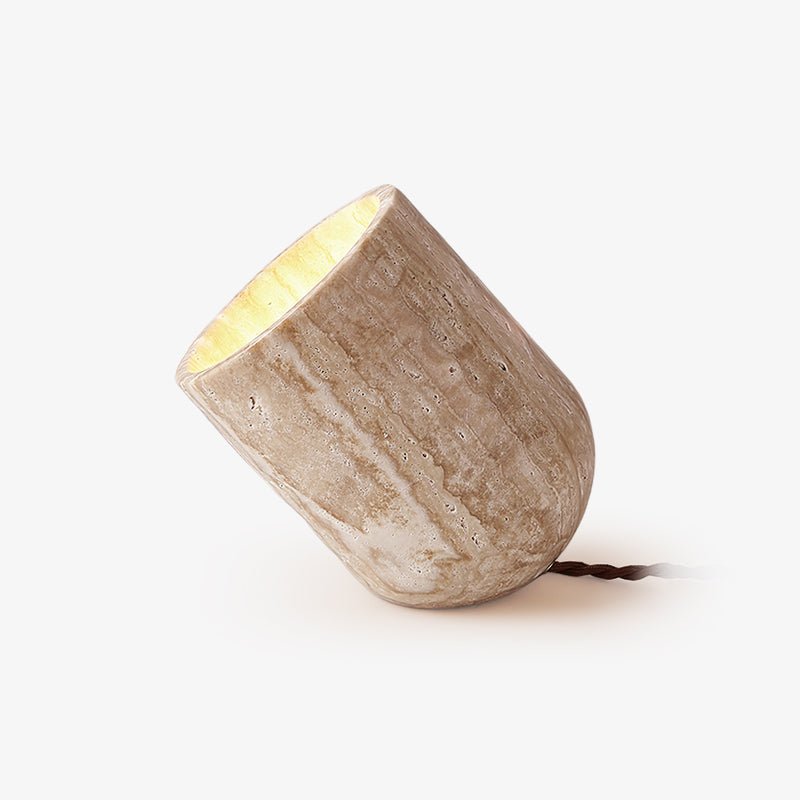 Mysilarae Tapered Block Travertine Table Lamp - Letslighting
