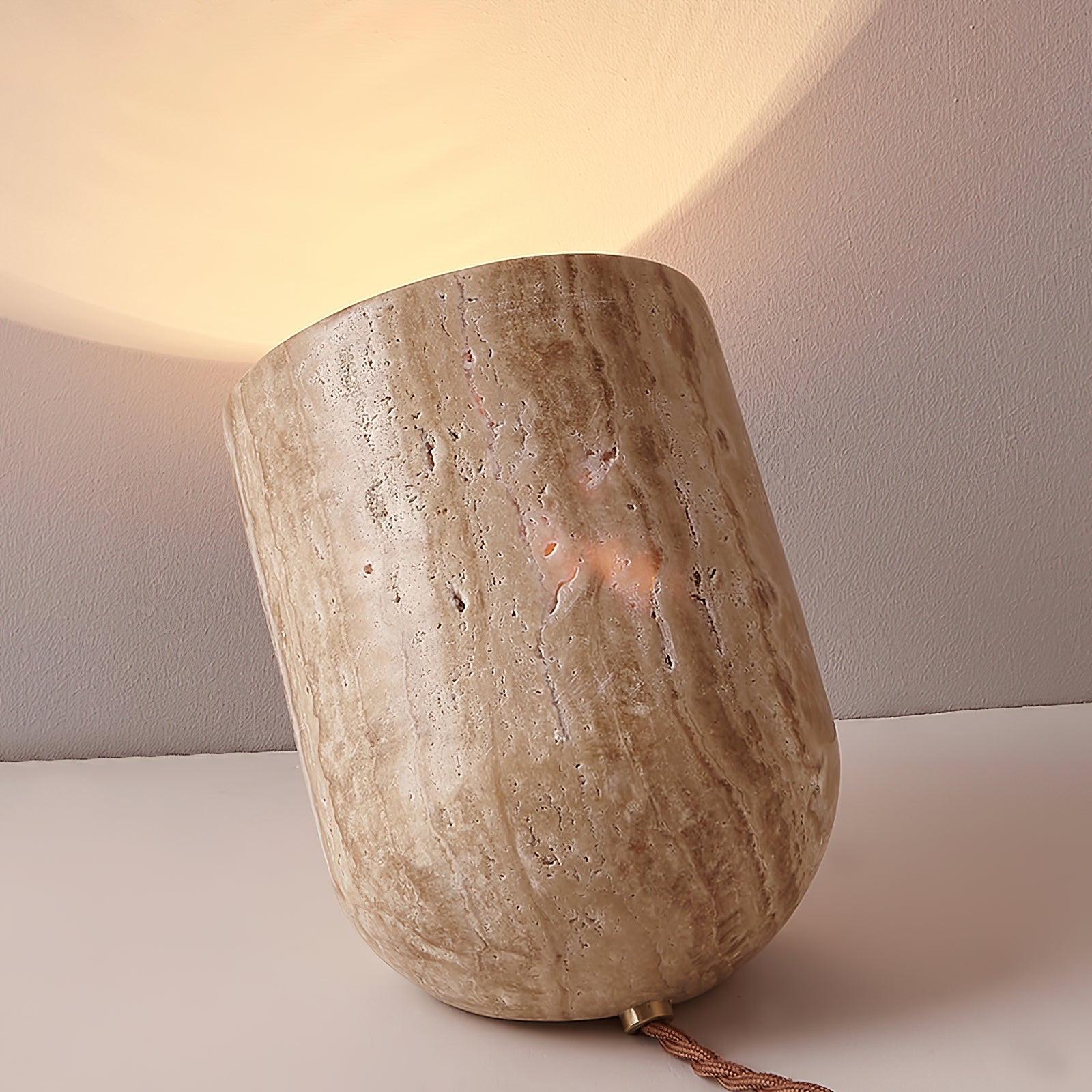 Mysilarae Tapered Block Travertine Table Lamp - Letslighting