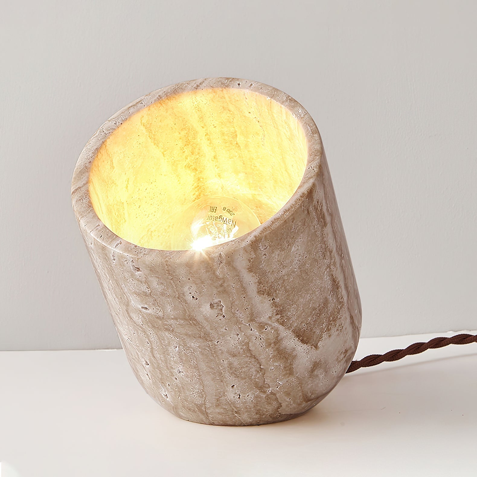 Mysilarae Tapered Block Travertine Table Lamp - Letslighting