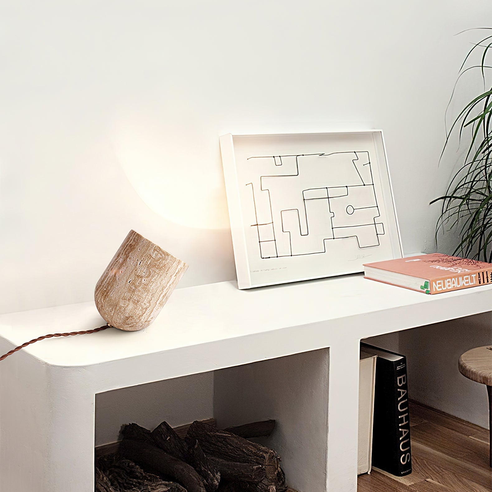 Mysilarae Tapered Block Travertine Table Lamp - Letslighting